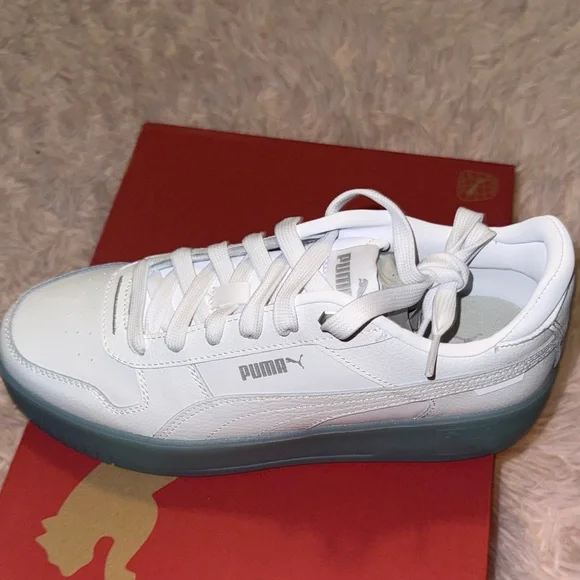 Puma White Sneakers with Teal Sole - Picture 3 of 4